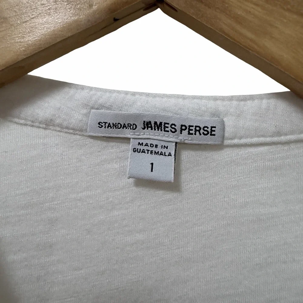 James Perse‎ Women Cotton Modal Slub L/S V Neck Button Down Shirt Size 1/S White